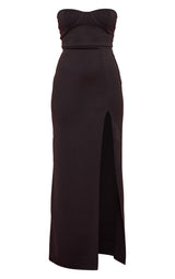 Black Scuba Cup Detail Bandeau Midaxi Dress