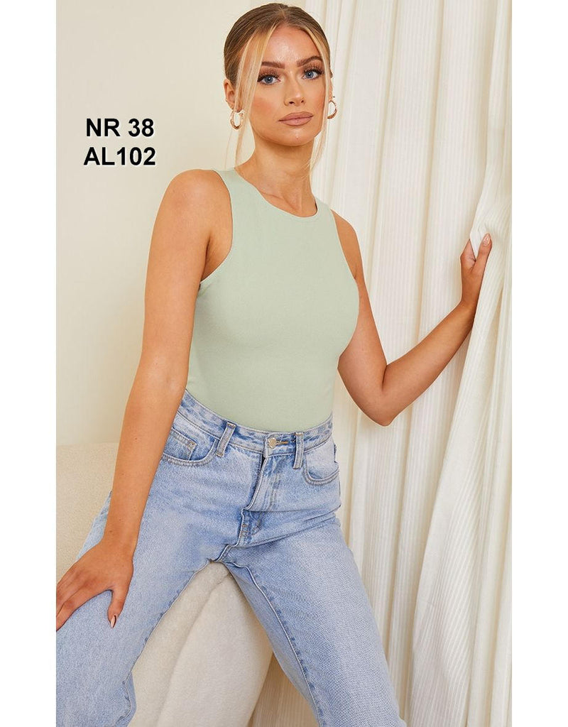 Sage Green Ponte Racer Back Thong Bodysuit