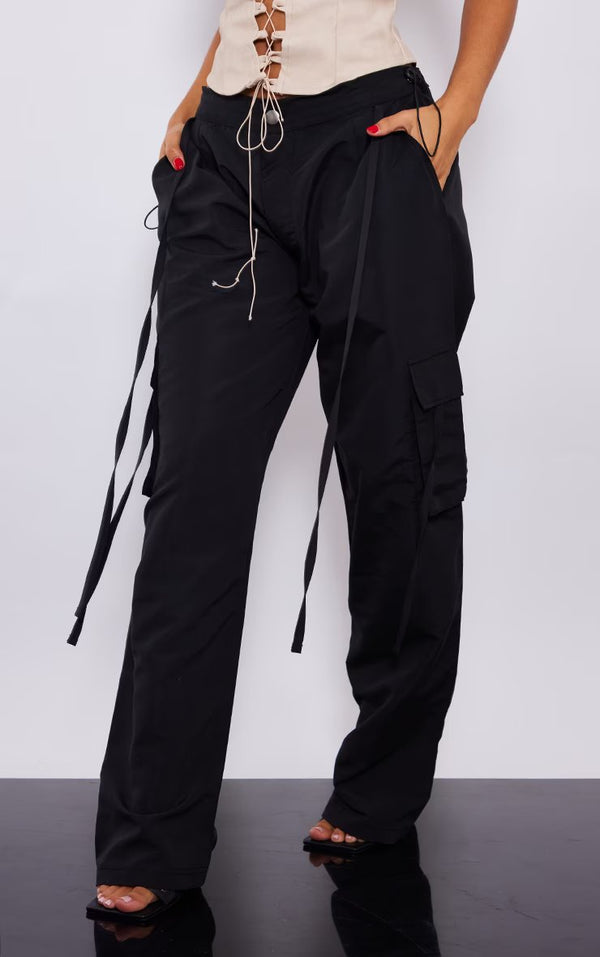 Petite Black Lightweight Shell Low Rise Cargo's