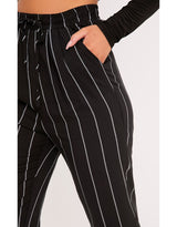 Diya crne ležerne pantalone sa prugama