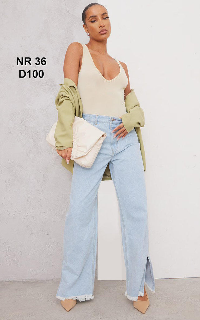 Basic Stone Slinky V Neck Bodysuit