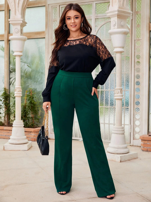SHEIN Privé Plus Solid High Waist Pants