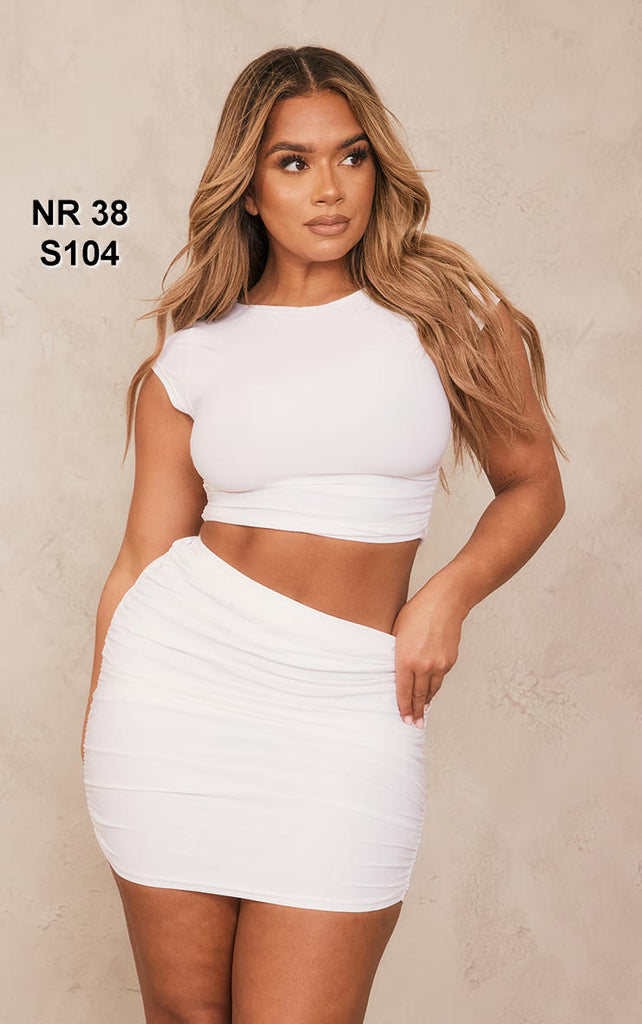 Shape White Slinky Ruched Side Mini Skirt