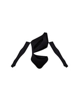 Black Slinky Bardot Thumb Hole Cut Out Bodysuit