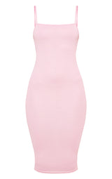 Midi haljina na bretele bebi roze boje