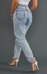 PRETTYLITTLETHING Acid Blue Mom farmerke
