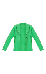 Bright Green Woven Oversized Button Front Blazer