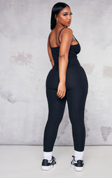 Shape Black Crinkle Ribbed Bust Jumpsuit