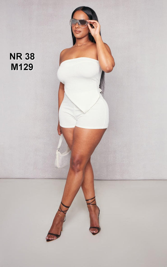 Shape Cream Crinkle Rib Bandeau Seam Bust Top