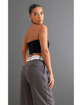 Black Crepe Boned Bandeau Corset