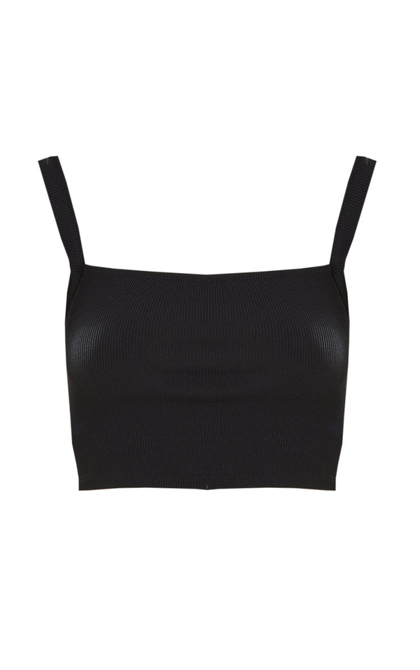 Black Ribbed Cami Crop Top