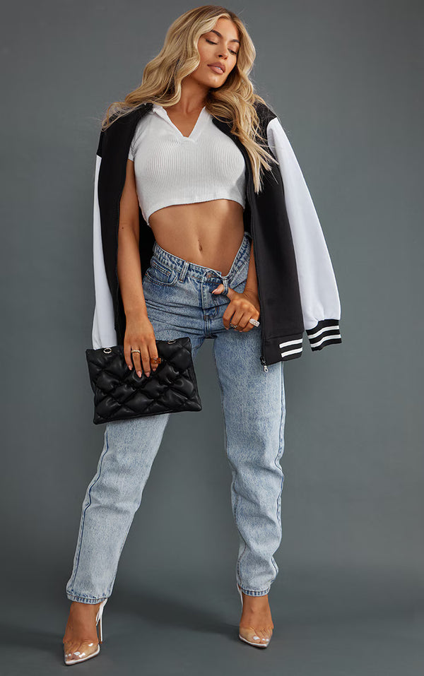PRETTYLITTLETHING Xhinse Mom Ngjyrë Blu Aci