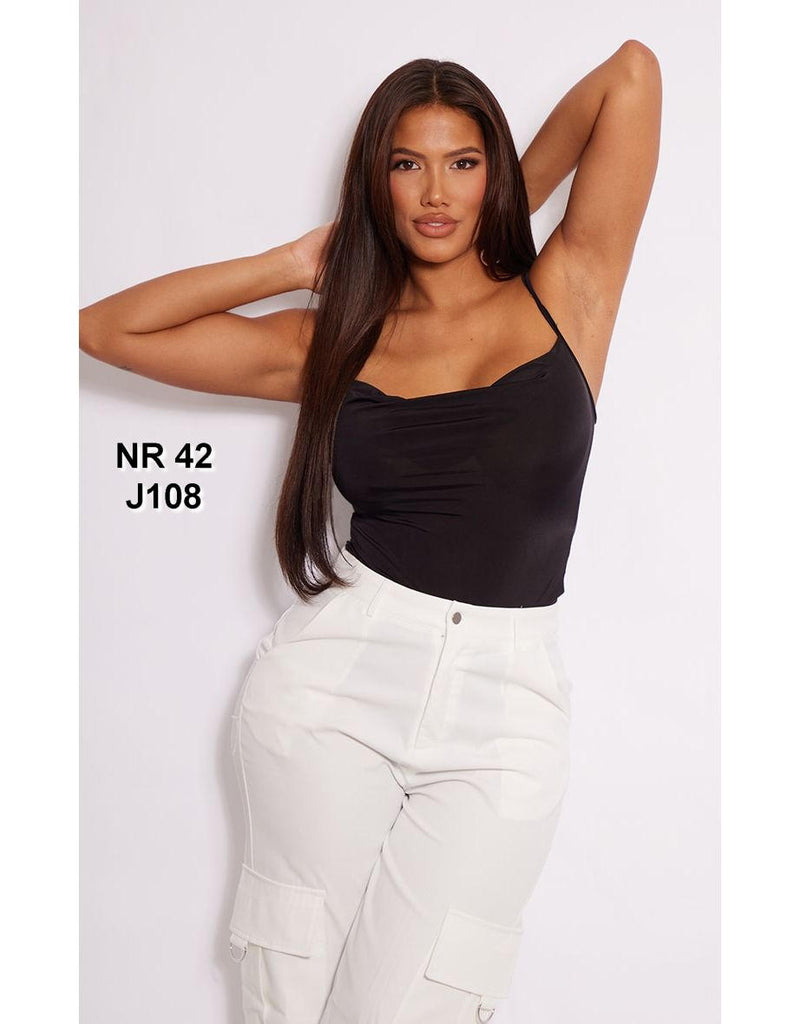 Shape Black Cowl Neck Slinky Bodysuit