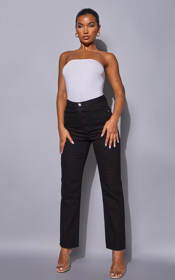 Black Basic Straight Jeans