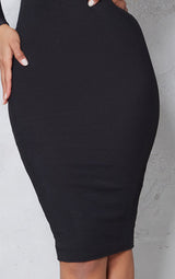 Basic Black Ribbed Long Sleeve Dress