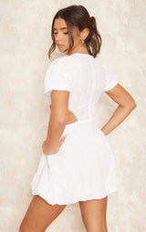 White Broderie Cut Out Smock Dress