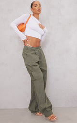 Basic White Slinky Long Sleeve Crop Top