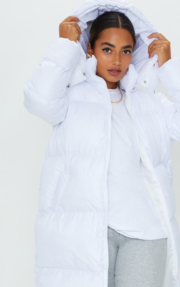 Petite White Maxi Puffer Coat