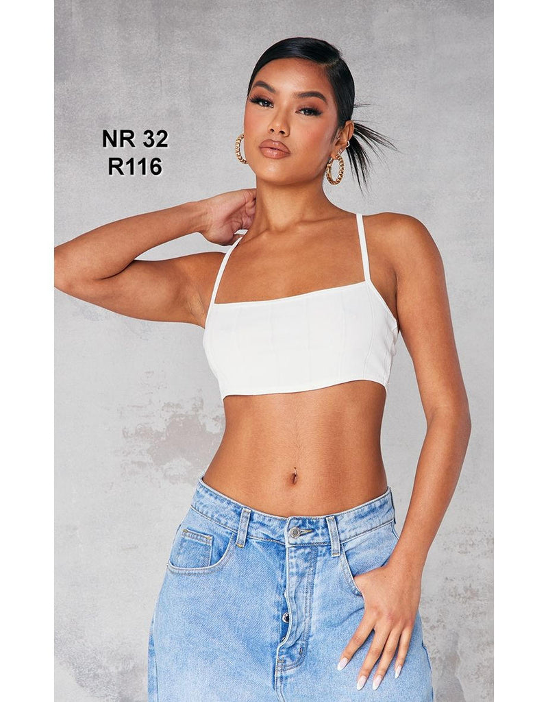 White Bandage Spaghetti Straps Crop Top