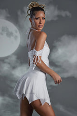Elvyra  Lace Up Halter Neck Mini Dress in White