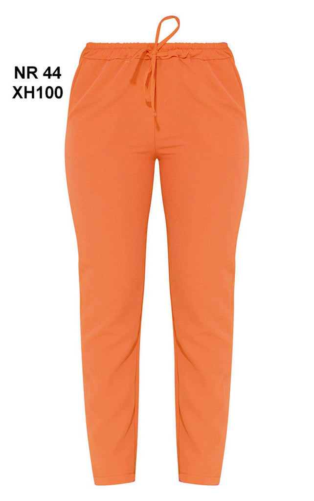 Plus Bright Orange Woven Elasticated Waist Cigarette Trousers