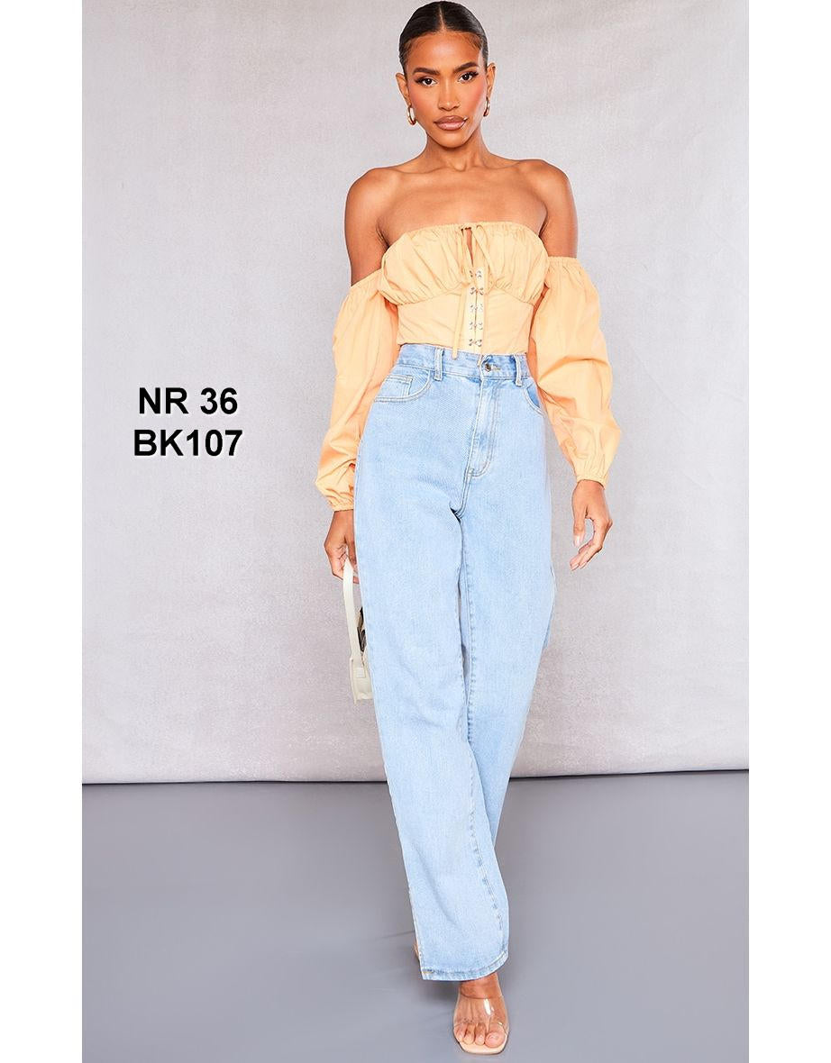 Prettylittlething Women's Orange Hook & Eye Bardot Long Sleeve Bodysuit