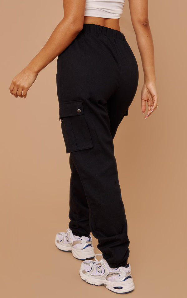 Black Pocket Detail Cargo Trousers