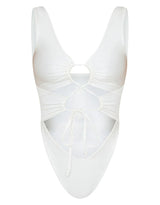White Cut Out Adjustable String Swimsuit