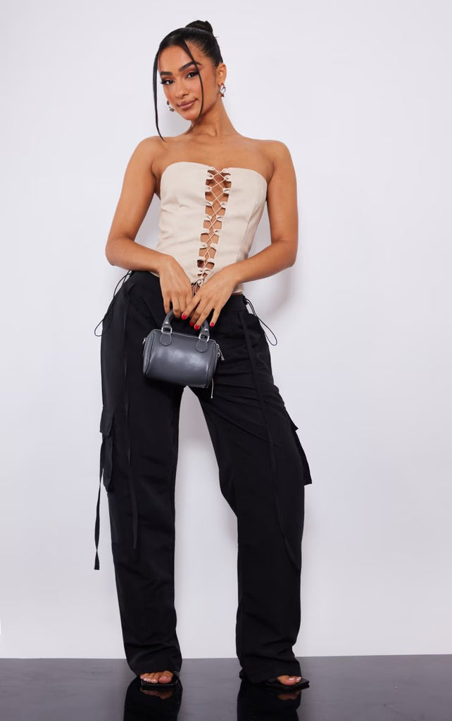 Petite Black Lightweight Shell Low Rise Cargo's