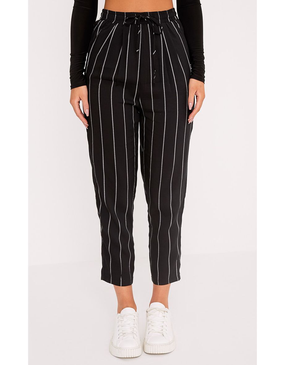 Diya crne ležerne pantalone sa prugama