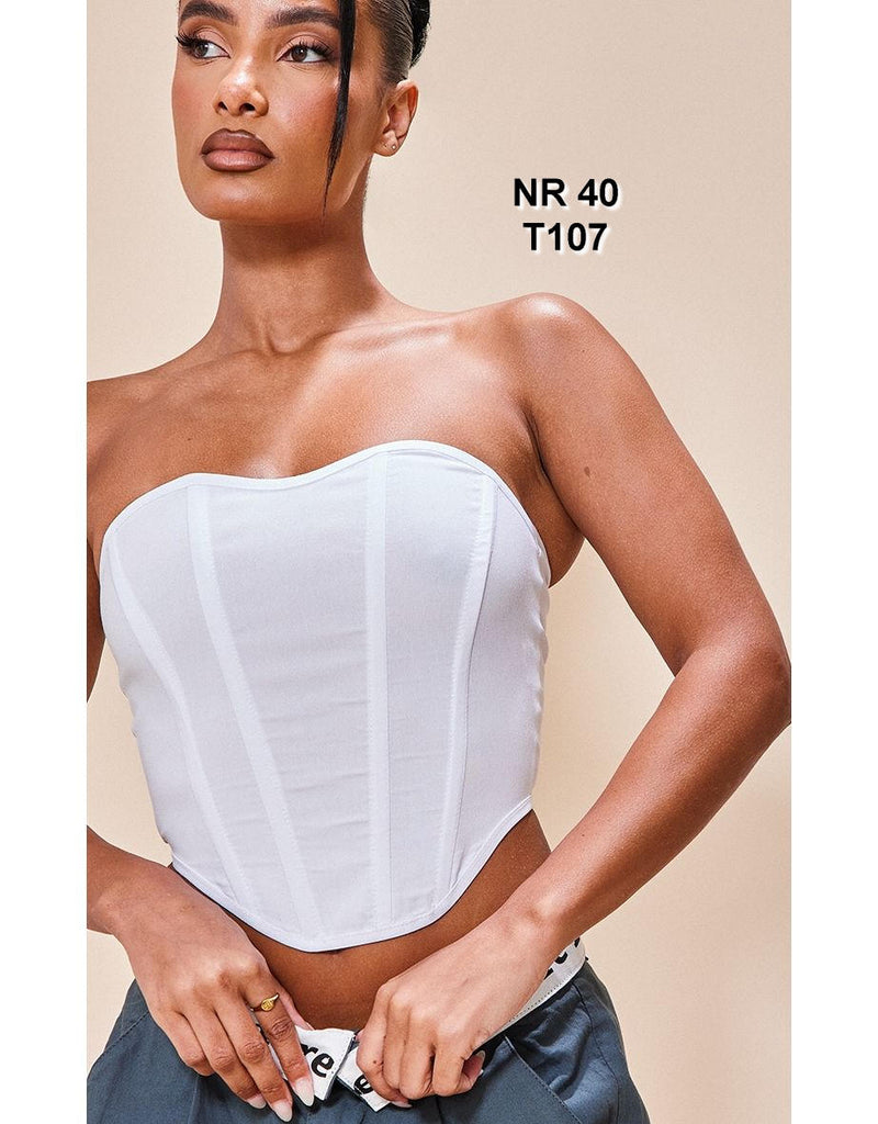 White Stretch Woven Corset