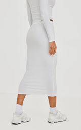White Soft Touch Midi Skirt