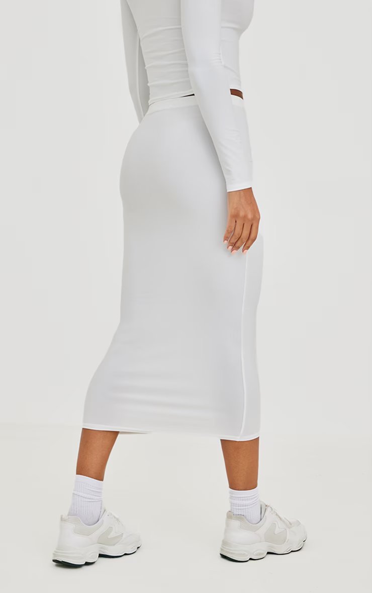 White Soft Touch Midi Skirt