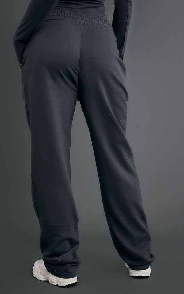 PRETTYLITTLETHING Charcoal Logo Straight Leg Sweatpants