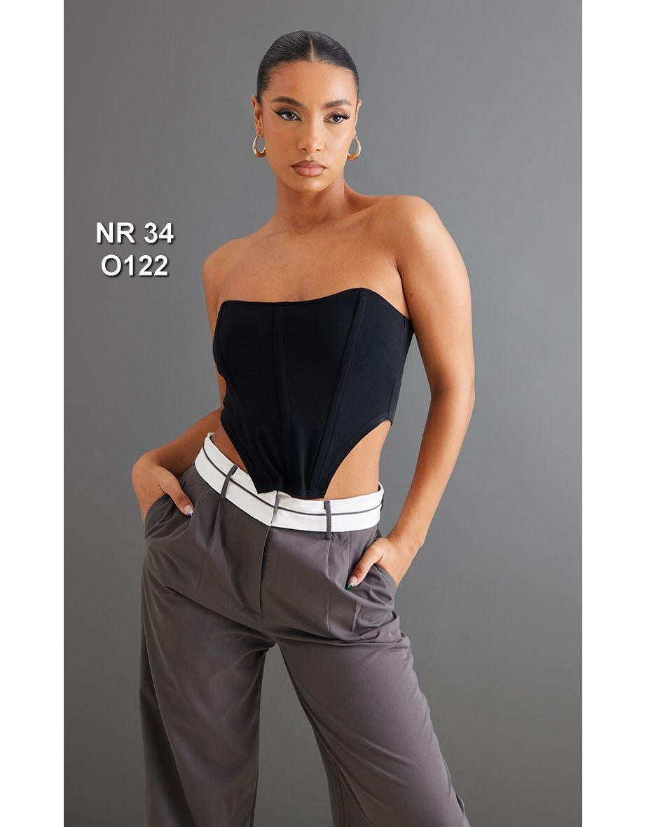 Black Crepe Boned Bandeau Corset
