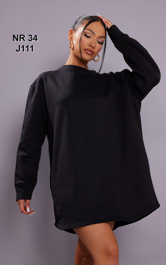 Black Oversized Sweatshirt Jumper Dress
