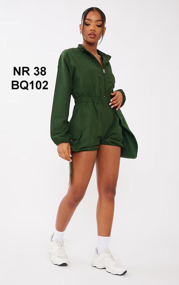 BQ102 Trupore me Zinxhir dhe Detaje Xhepash në Ngjyrë Jeshile për Femra Prettylittlething