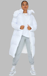 Petite White Maxi Puffer Coat