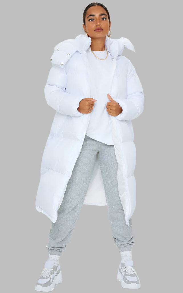Petite White Maxi Puffer Coat