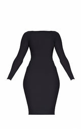 Basic Black Ribbed Long Sleeve Dress