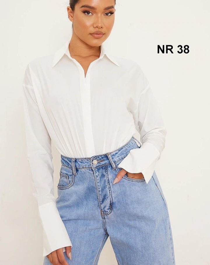 White Oversized Shirt Bodysuit