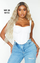 Shape White Woven Corset Crop Top
