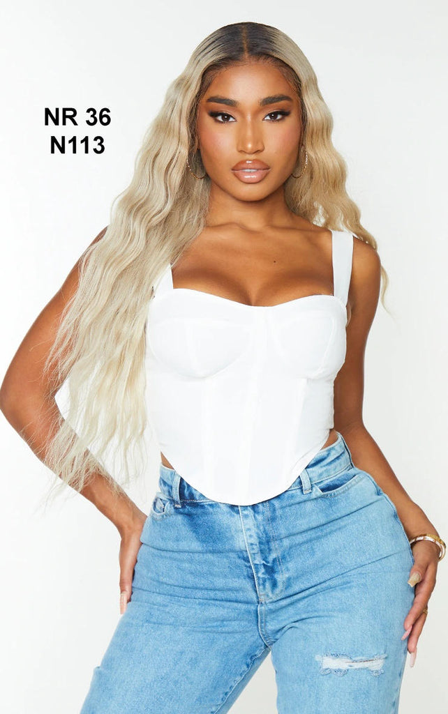 Shape White Woven Corset Crop Top