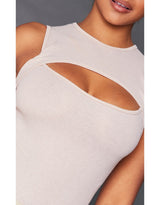 Stone Rib Sleeveless Cut Out Chest Bodysuit