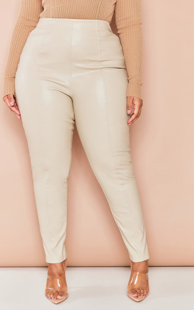 Plus Stone Faux Leather Stretch Leggings
