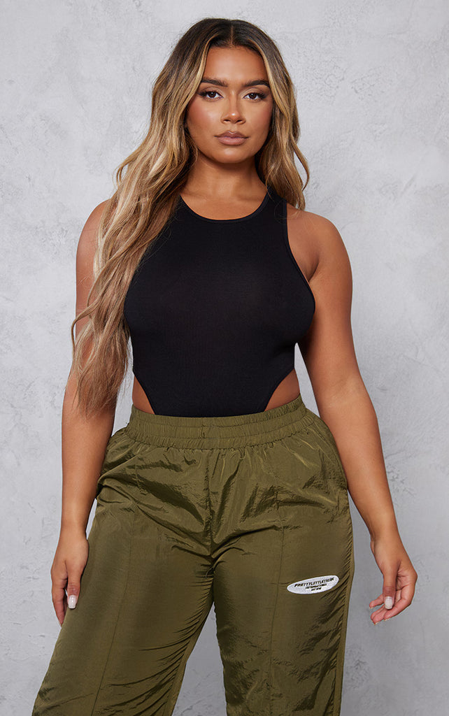 Shape Black Jersey Round Neck Sleeveless Bodysuit