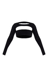 Black Tinsel Knit Bandeau & Sleeves