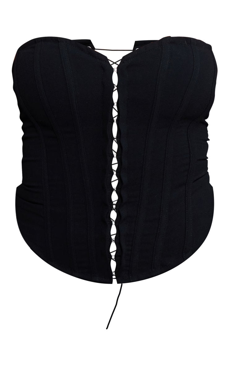 Shape Black Lace Up Back Woven Corset