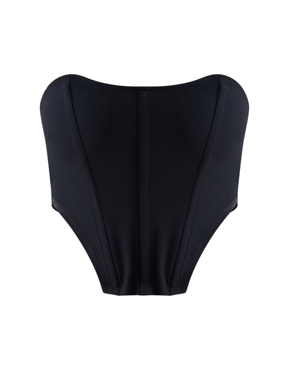 Black Crepe Boned Bandeau Corset