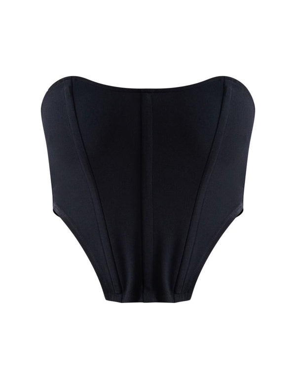 Black Crepe Boned Bandeau Corset